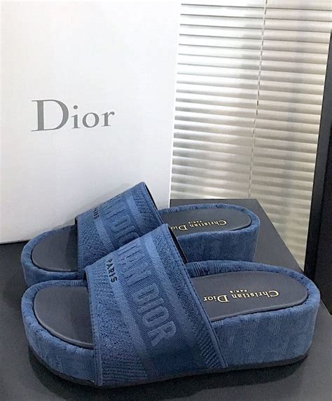 dior blue cotton slides